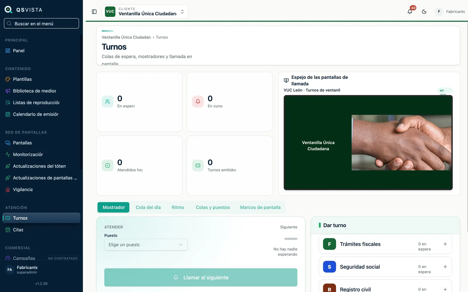 QSVista: Turnos